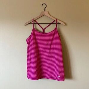 Nike dry fit pink striped tank top XL